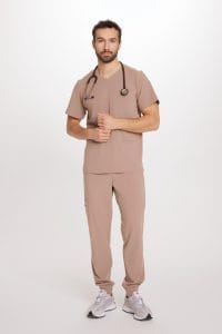 Pánska lekárska blúzka Scrubs Basic CAPPUCCINO