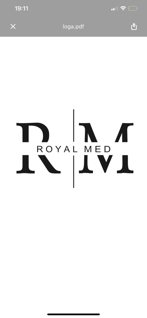 Logo Royal Med z dużymi literami RM i napisem Royal Med pośrodku