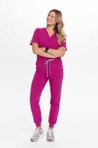 Zdravotnické kalhoty dámské joggers scrubs Basic MAGENTA