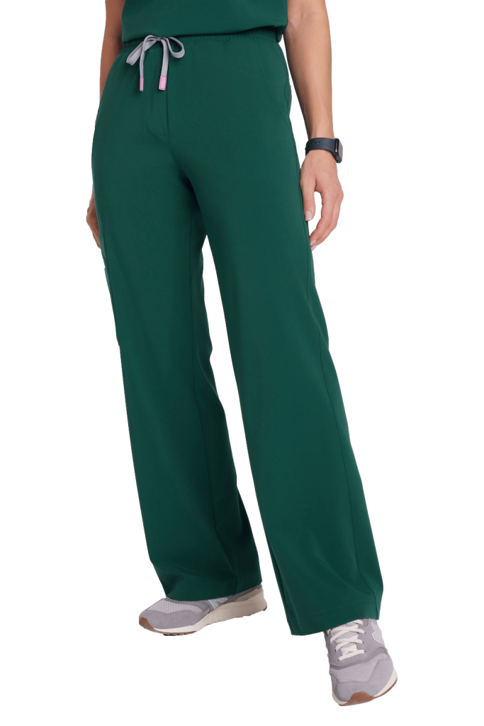 Women’s medical pants WIDE scrubs Basic bottle green