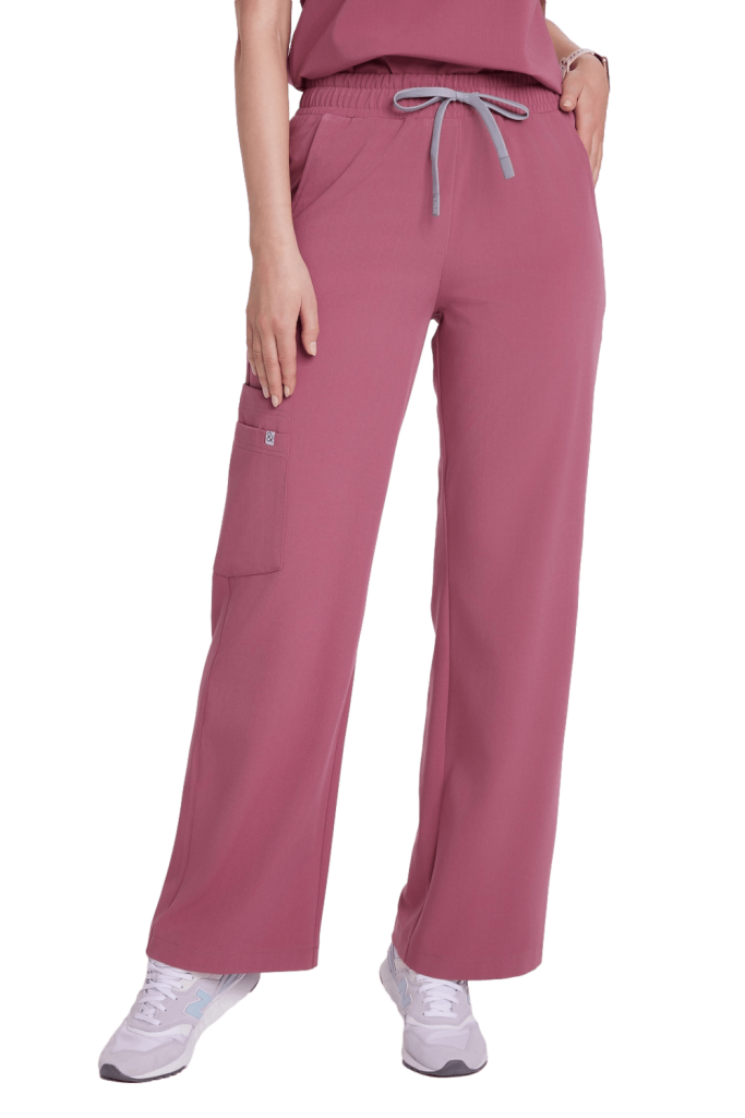 Spodnie medyczne damskie SZEROKIE scrubs Basic DOLCE ROSA