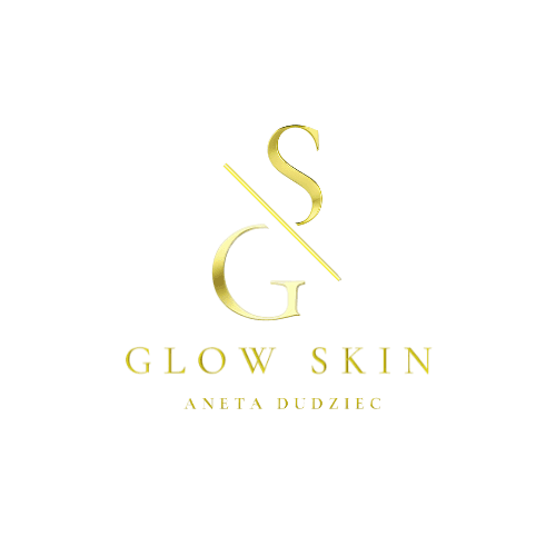 Logo Glow Skin Aneta Dudziec w złotym kolorze na białym tle
