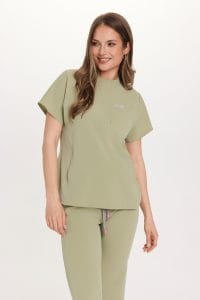 Bluzka medyczna damska scrubs Basic Flex GREEN TEA