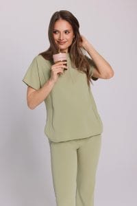 Bluzka medyczna damska scrubs Basic Flex GREEN TEA