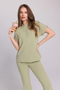 Bluzka medyczna damska scrubs Basic Flex GREEN TEA