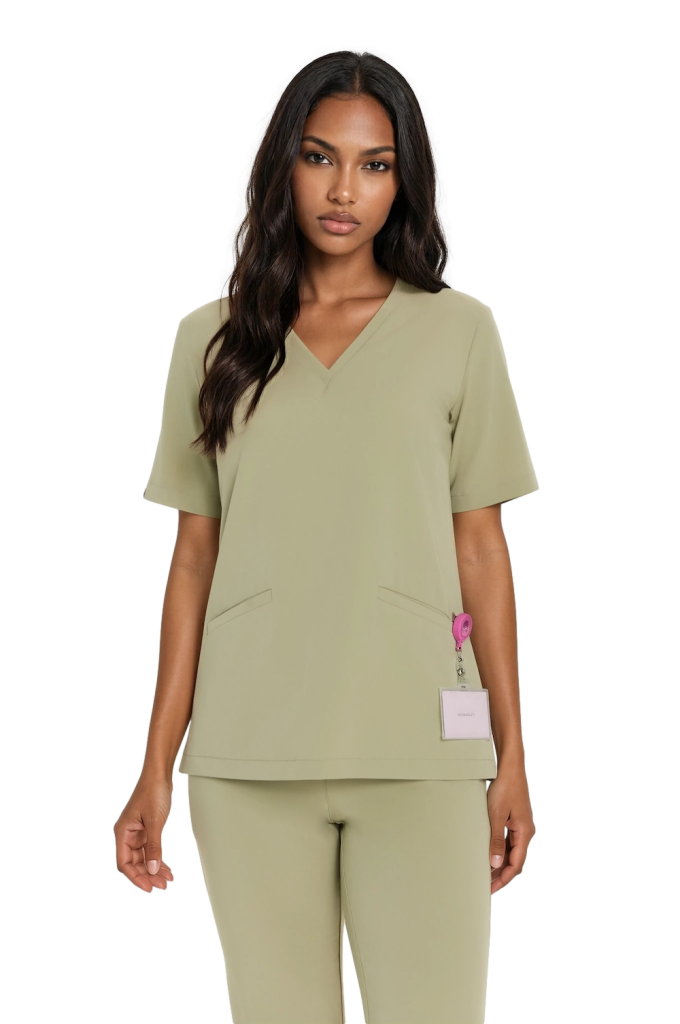 Bluzka medyczna damska scrubs Basic GREEN TEA