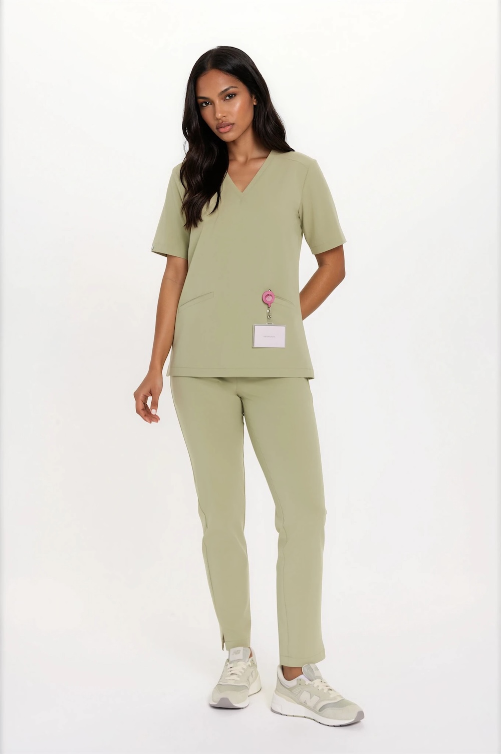 Bluzka medyczna damska scrubs Basic GREEN TEA