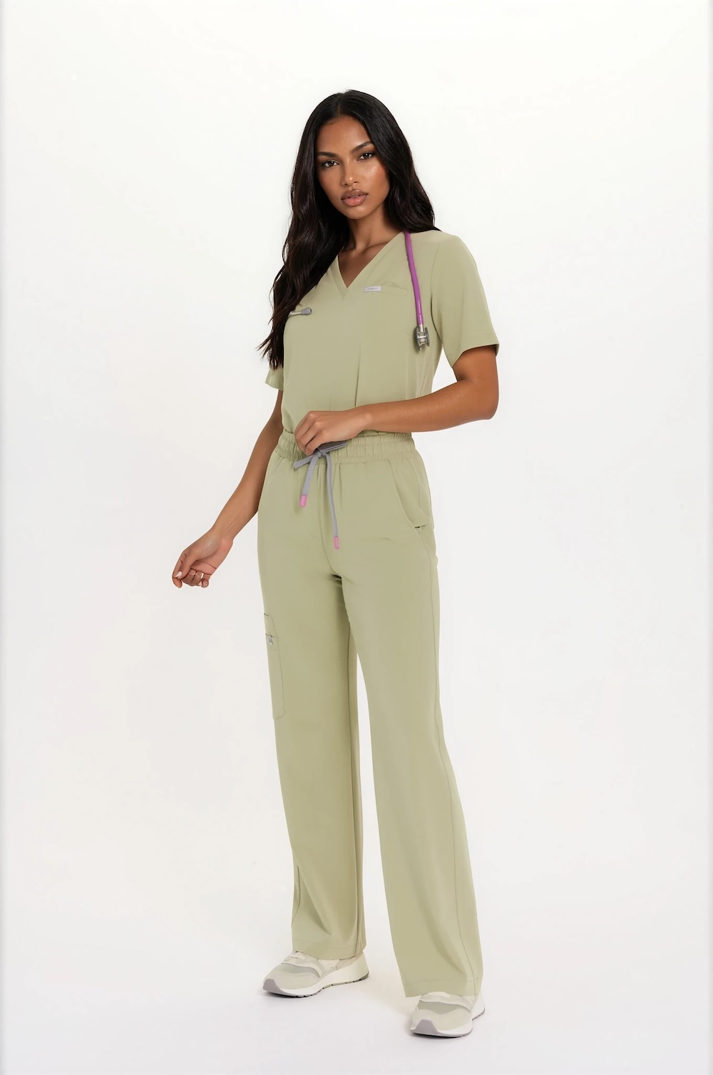 Bluzka medyczna damska scrubs Basic One Pocket GREEN TEA
