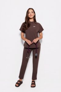 Női orvosi blúz műtősruha Basic Flex CHOCOLATE