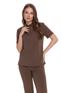 Camicetta medica da donna Polo scrubs Basic CHOCOLATE
