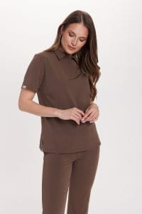 Camicetta medica da donna Polo scrubs Basic CHOCOLATE