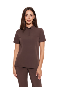 Women’s medical blouse Polo scrubs Basic CHOCOLATE