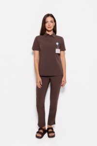 Women’s medical blouse Polo scrubs Basic CHOCOLATE
