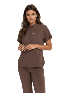 Bluzka medyczna damska scrubs Basic Flex CHOCOLATE