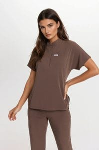 Bluzka medyczna damska scrubs Basic Flex CHOCOLATE