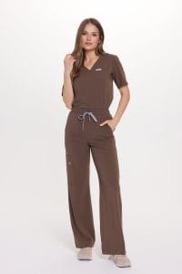 Bluzka medyczna damska scrubs Basic One Pocket CHOCOLATE