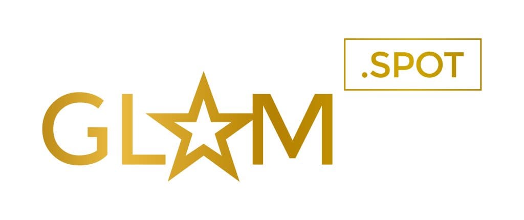 Złote logo GLAM z gwiazdą, symbol luksusu i stylu w odzieży medycznej