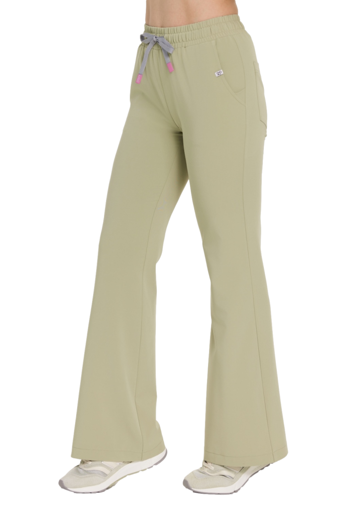 Spodnie medyczne damskie FLARE SCRUBS Basic GREEN TEA