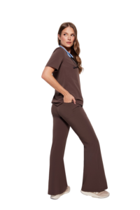 Women’s medical pants FLARE SCRUBS Basic CHOCOLATE