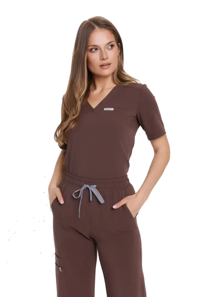 Dámske lekárske blúzky Basic One Pocket CHOCOLATE Dámske lekárske blúzky Basic One Pocket CHOCOLATE