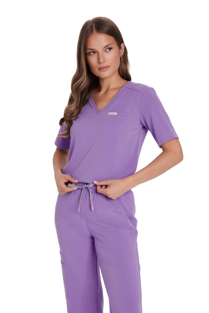 Bluzka medyczna damska scrubs Basic One Pocket AMETYST