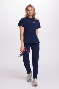 Bluzka medyczna damska scrubs Basic Flex GRANAT