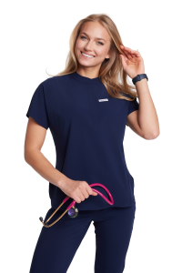 Bluzka medyczna damska scrubs Basic Flex GRANAT