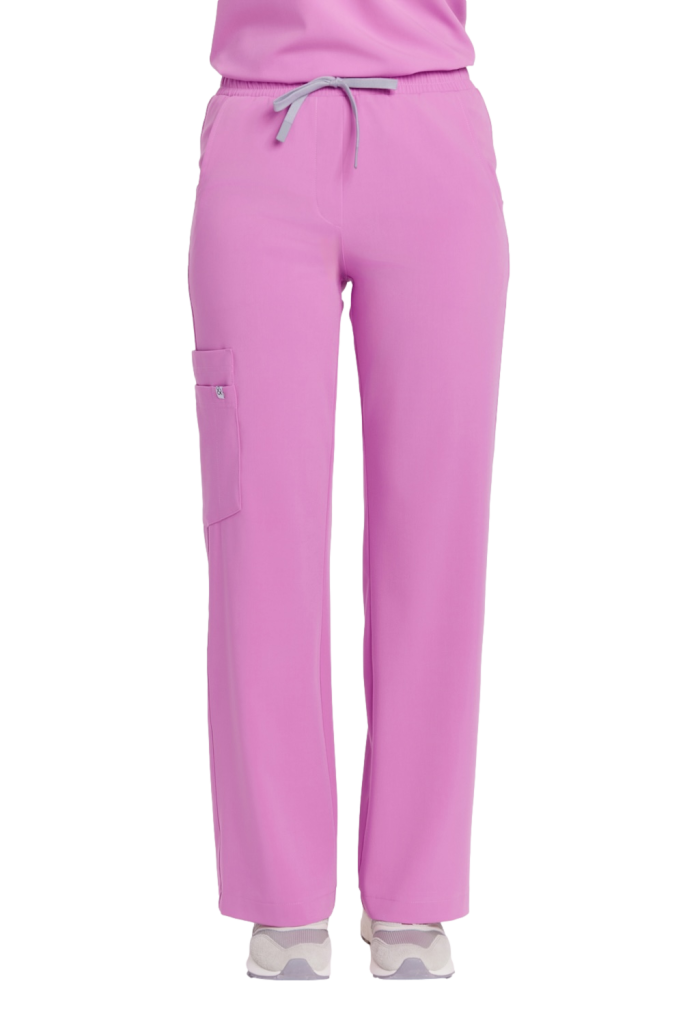 Spodnie medyczne damskie SZEROKIE scrubs Basic PINK KISS
