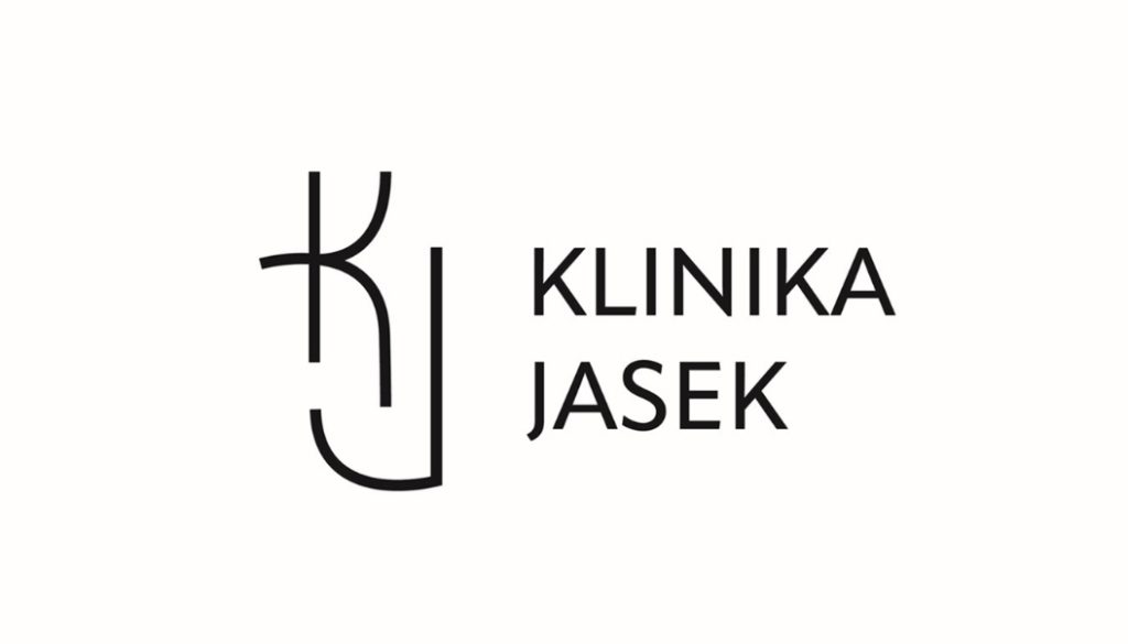 Logo kliniki medycznej Jasek w prostym, nowoczesnym stylu.