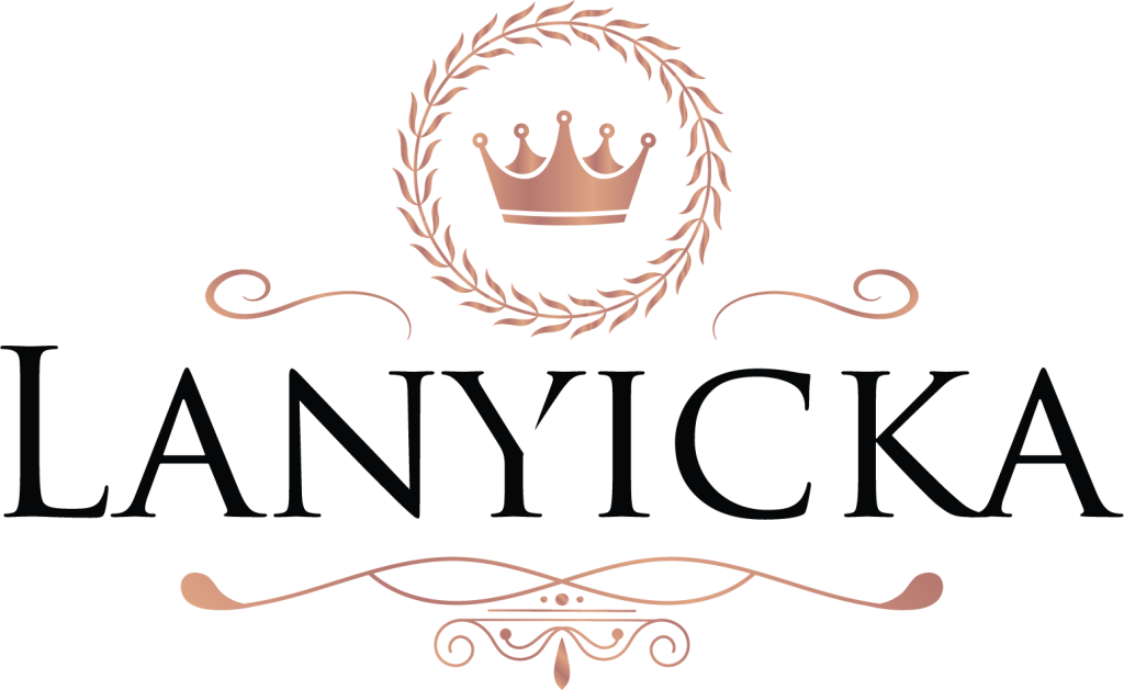 Logo marki Lanyicka z elegancką koroną i ozdobami