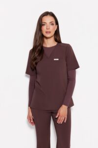 Női orvosi blúz műtősruhák Basic One Pocket HOT CHOCOLATE