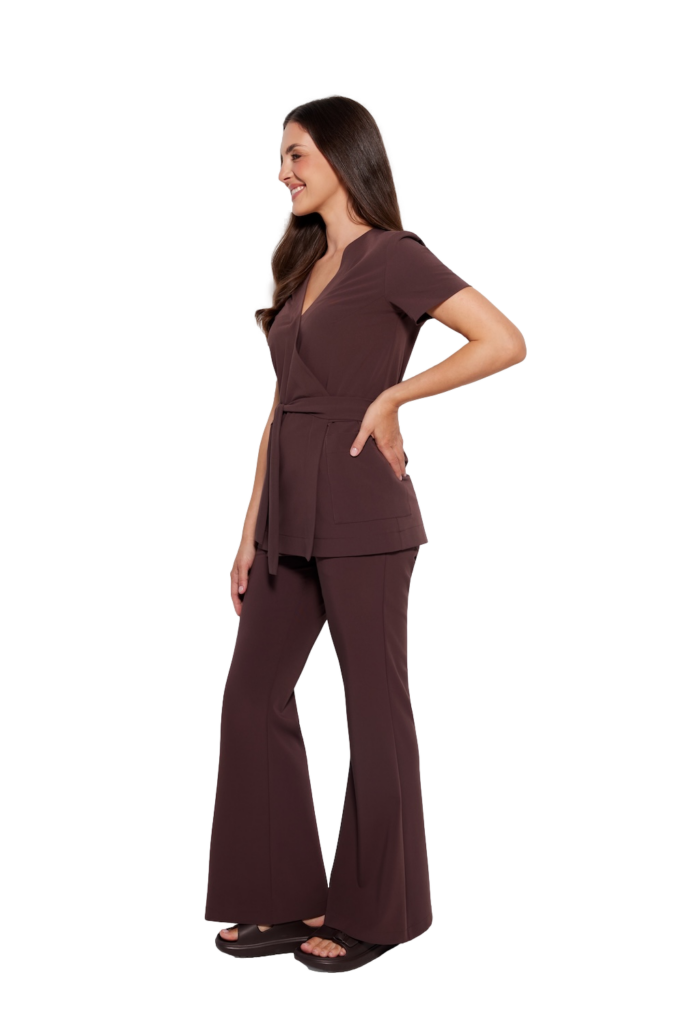 Dámske lekárske nohavice FLARE scrubs Basic HOT CHOCOLATE Dámske lekárske nohavice FLARE scrubs Basic HOT CHOCOLATE