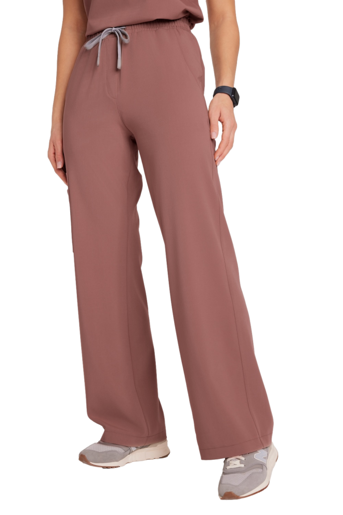 Spodnie medyczne damskie SZEROKIE SCRUBS Basic HAZELNUT