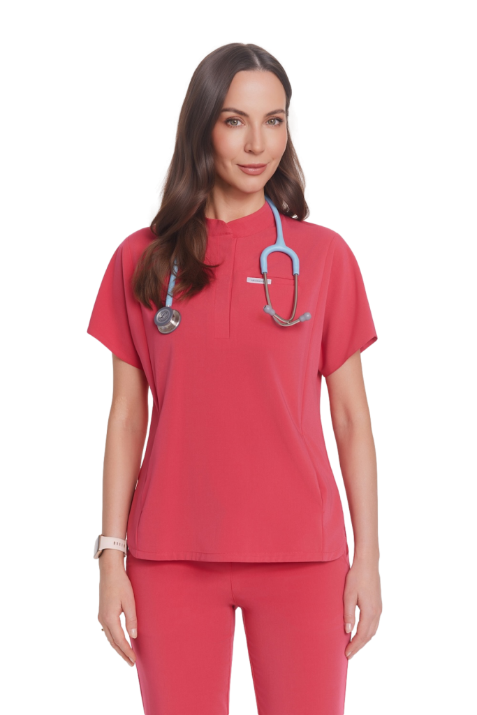 Women’s medical blouse scrubs Basic Flex ROSE
