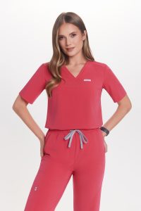 Bluzka medyczna damska scrubs Basic One Pocket ROSE