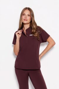 Camicetta medica da donna Basic Flex Plum in cioccolato