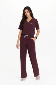 Dámské lékařské halenky Basic One Pocket Plum v čokoládové barvě