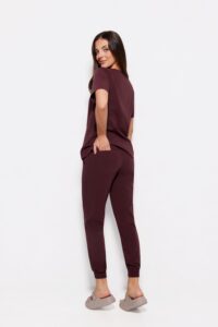 Women’s medical blouse scrubs basic Plum in chocolate