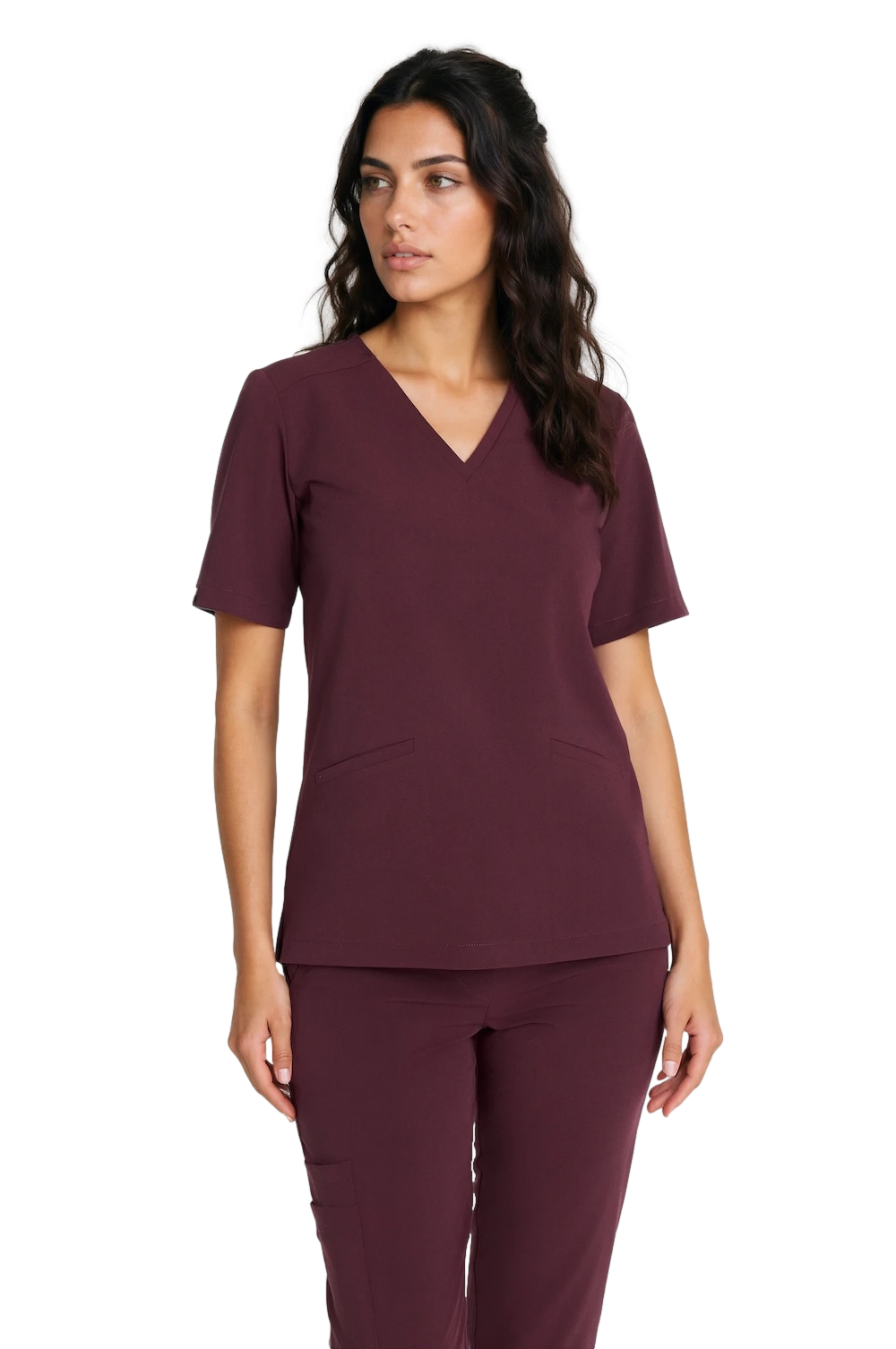 Women’s medical blouse scrubs basic Plum in chocolate