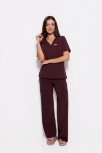 Camicetta medica da donna Basic One Pocket Plum in cioccolato