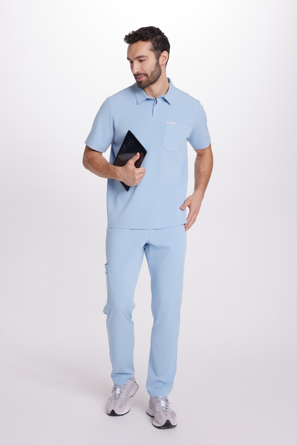 Pánská lékařská blůza Polo scrubs Basic CRYSTAL BLUE