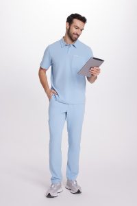 Bluzka medyczna męska Polo scrubs Basic CRYSTAL BLUE
