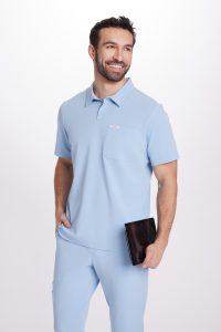 Bluzka medyczna męska Polo scrubs Basic CRYSTAL BLUE