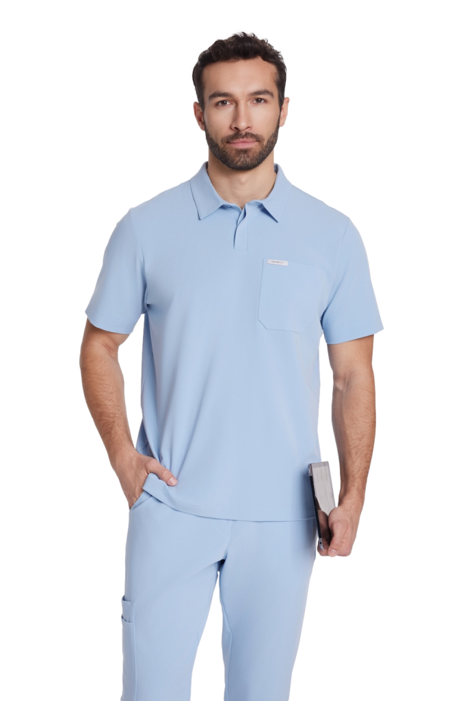 Pánská lékařská blůza Polo scrubs Basic CRYSTAL BLUE