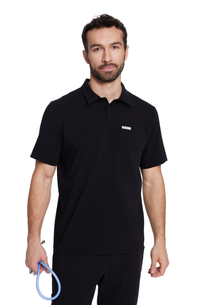 Camicetta medica da uomo Polo scrubs Basic BLACK
