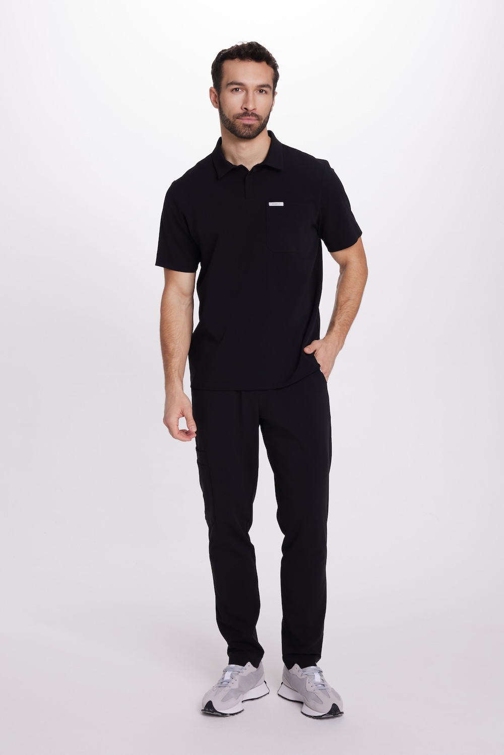 Camicetta medica da uomo Polo scrubs Basic BLACK