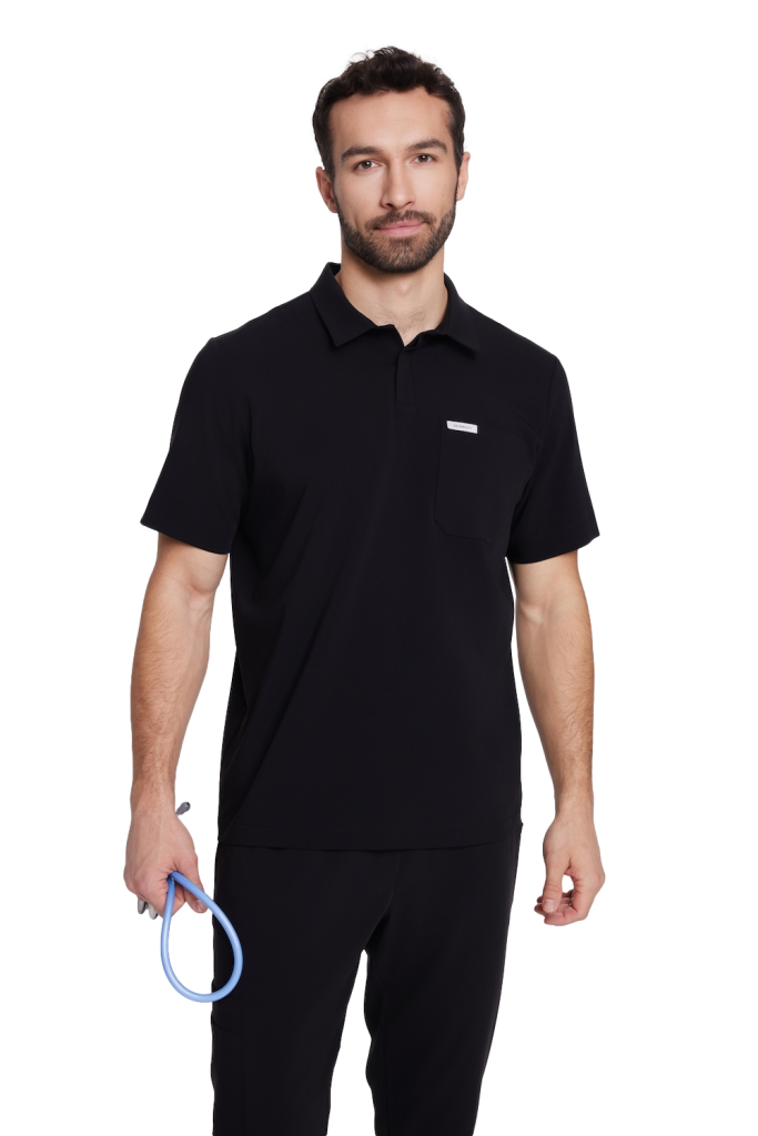 Camicetta medica da uomo Polo scrubs Basic BLACK