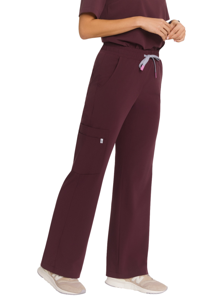 Women’s medical pants WIDE SCRUBS Plum in chocolate