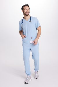 Men’s medical blouse scrubs basic CRYSTAL BLUE