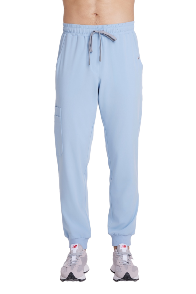 Zdravotnické kalhoty pánské joggers scrubs Basic CRYSTAL BLUE